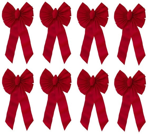 Holiday Trim 7355 14" x 28" x 4" 7 Loop Red Velvet Holiday Christmas Bow - Quantity of 8