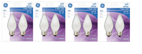 GE 75338 Soft White Flame Shape 25 W Light Bulb 2Pack Incadescent Ceiling Fan Candelabra Lamps