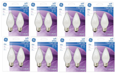 GE 75338 Soft White Flame Shape 25 W Light Bulb 2Pack Incadescent Ceiling Fan Candelabra Lamps