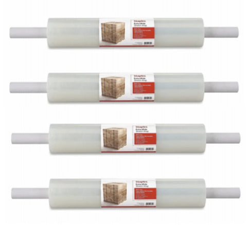 20" x 1000', 80 Gauge Hand Film Stretch Wrap - Pack of 4