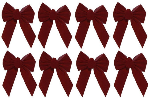 Holiday Trim 7822 10" x 13" x 3" 5 Loop Burgundy Velvet Holiday Christmas Bow - Quantity of 8