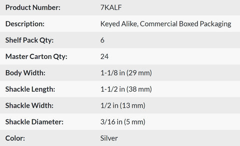 Master Lock 7KALF-P812 1-1/8 Inch Keyed Alike Laminated Padlock - Quantity of 12