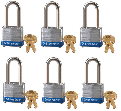 Master Lock 7KALF-P812 1-1/8 Inch Keyed Alike Laminated Padlock - Quantity of 6
