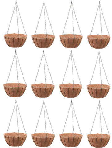 Panacea 88500GT 12" Green Round Growers Hanging Basket Pot / Planter - Quantity of 12