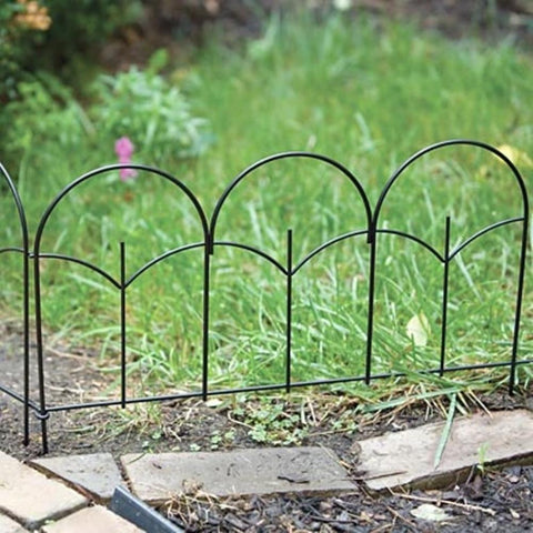 Panacea 89393 14" x 18" Black Metal Triple Stalk Garden Edge Border Fencing - Quantity of 6