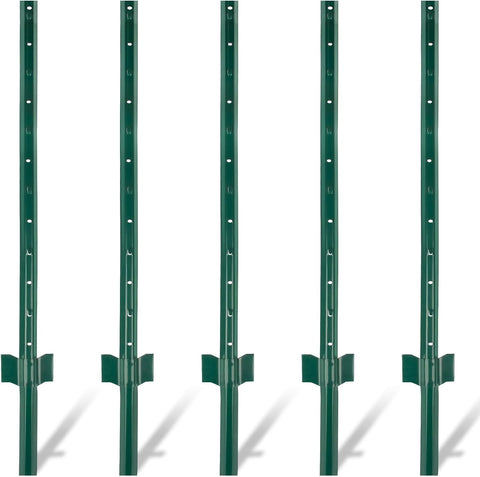 Midwest Air 901150A 6' Green Light Duty U Style 14 Gauge Steel Fence Posts - Quantity of 5