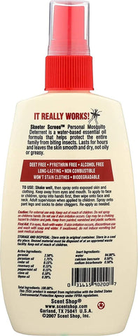 Skeeter Screen 90200 4 oz Bottle of Deet Free Essential Oil Mosquito Repellent - Quantity of 12