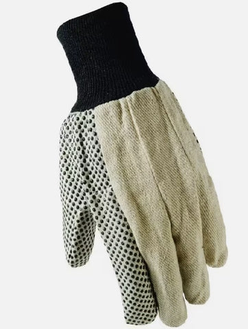 Tru-Guard 9162-26 Pair Of Medium White Cotton Canvass Gloves With Gripper Dots - Quantity of 12