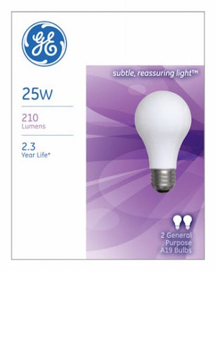 GE 97492 25 Watt 2 count Soft White Light Bulbs Incandescent Lamps