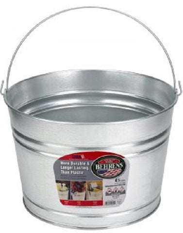Behrens C17GS 4 Gallon Galvanized Sheet Steel Wash Tub Bucket - Quantity of 6