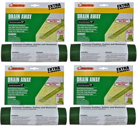 Frost King DE300 12' ft x 7" Green Plastic Flexible Roll Out Downspout Extender - Quantity of 4