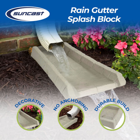 Suncast SB24 Decorative Gutter Downspout Splash Blocks - Quantity of 2