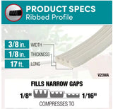 Frost King V23WA 3/8" x 1/8" x 17' Roll of EPDM Rubber Weatherseal Weatherstrip