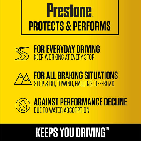 Prestone AS800Y 12 oz Bottle Of DOT 4 Synthetic Heavy Duty Brake Fluid - Quantity of 6