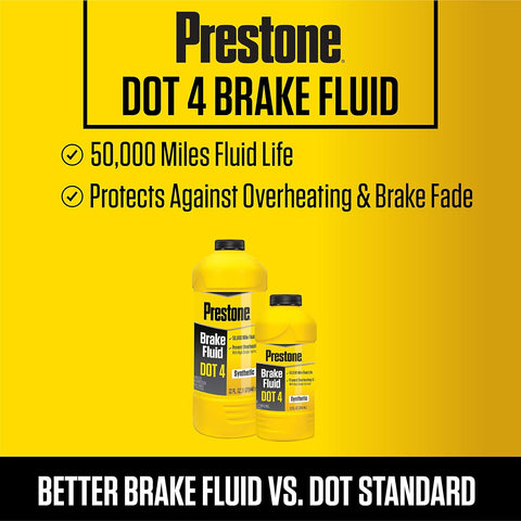 Prestone AS800Y 12 oz Bottle Of DOT 4 Synthetic Heavy Duty Brake Fluid - Quantity of 6