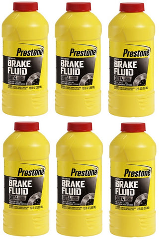 Prestone AS800Y 12 oz Bottle Of DOT 4 Synthetic Heavy Duty Brake Fluid - Quantity of 6