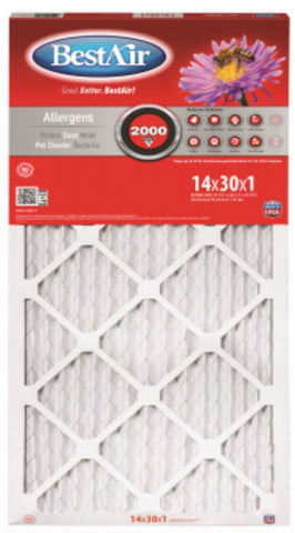 Best Air B1-1430-11-6 14" x 30" x 1" MERV 11 Pleated Furnace Air Filter - Pack of 6