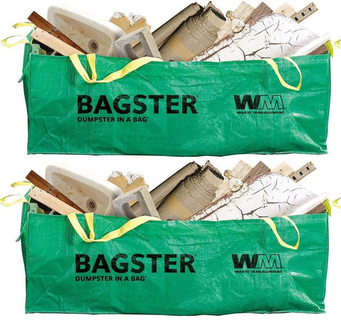 Bagster 3CUYD Waste Management Dumpster In A Bag 8' x 4' x 2.5' Trash Pickup - Quantity of 2