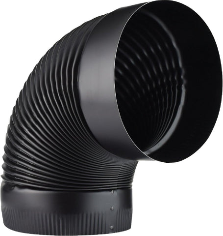 Imperial BM0025 8" In Black Corrugated 90 Degree Stove Pipe Elbow 24 Gauge