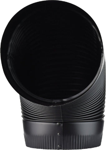 Imperial BM0025 8" In Black Corrugated 90 Degree Stove Pipe Elbow 24 Gauge