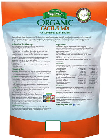 Espoma CA4 4 Quart Bag Of Organic Cactus, Palm, & Citrus Succulent Potting Mix - Quantity of 3