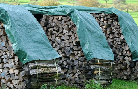 ITM MD-WP-GB-0418 4' x 18' Green & Brown Reversible Wood Pile Tarp - Quantity of 2