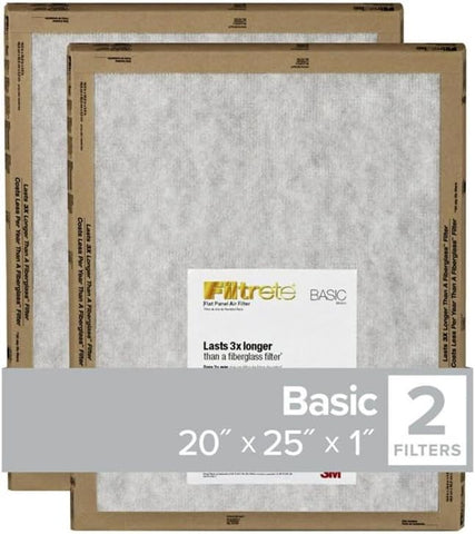 3M FPL03-2PK-24 Filtrete 2 Pack 20" x 25" x 1" MERV 2 Basic Flat Panel Disposable Air Filters - Quantity of 24
