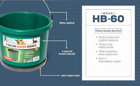 Farm Innovators HB-60 9-Quart 60W Plastic Heated Bucket With Thermostat
