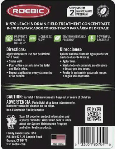 Roebic K-570-Q Quart of Concentrate Leach & Septic Drain Field Opener - Quantity of 2