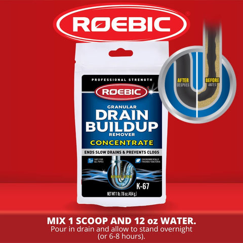 Roebic K-67GDB-12 16 oz Pouch of Granular Drain & Trap Buildup Remover - Quantity of 2