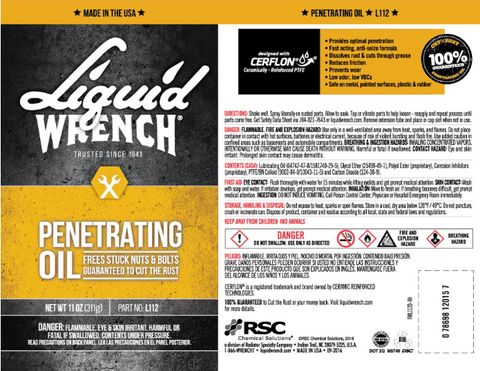 Blaster L112 11 oz Can of Liquid Wrench Penetrating Oil With Cerflon - Quantity of 2
