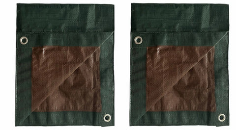 ITM MD-WP-GB-0418 4' x 18' Green & Brown Reversible Wood Pile Tarp - Quantity of 2
