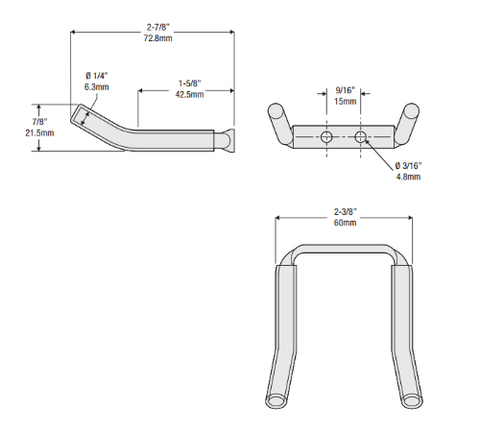 National N271-017 / 2159BC 2-3/4" Vinyl Coated Tool Storage / Organization Hooks Brackets - Quantity of 100