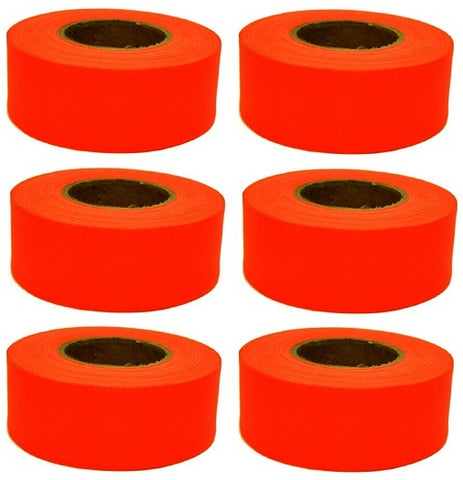 Hanson 17022 1-3/16" x 300' ft Bright Orange Vinyl Flagging Ribbon Marking Tape - Quantity of 6