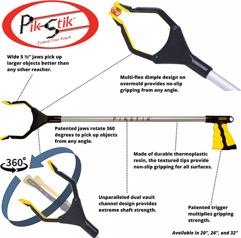 PikStik P321 32" Yellow Aluminum Pro Reacher Extender