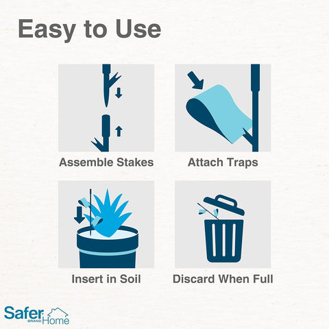 Safer SH5026 8-Count Pack of Non Toxic Houseplant Whitefly & Insect Sticky Stake Traps