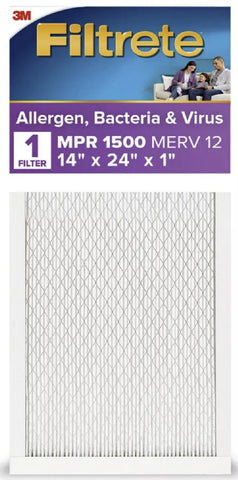 3M Filtrete UP23-4 Purple 14" x 24" x 1" MPR 1500 3 Month Air Filter - Quantity of 4