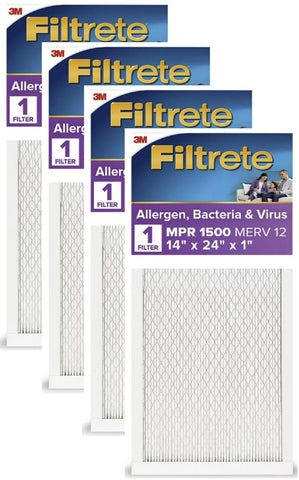 3M Filtrete UP23-4 Purple 14" x 24" x 1" MPR 1500 3 Month Air Filter - Quantity of 4