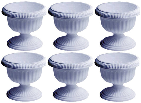 ATT Southern UR1212WH 12" White Grecian Urn Plastic Porch Planters - Quantity of 6