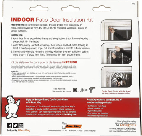Frost King V76H 84" x 110" Indoor Insulation Kit For Patio Door Or Large Window - Quantity of 3