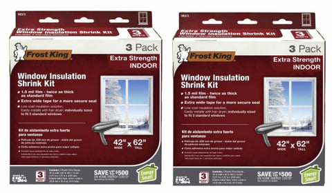 Frost King V83/3 3-Pack of 42" x 62" Extra Strength Indoor Window Insulation Kit - Quantity of 2