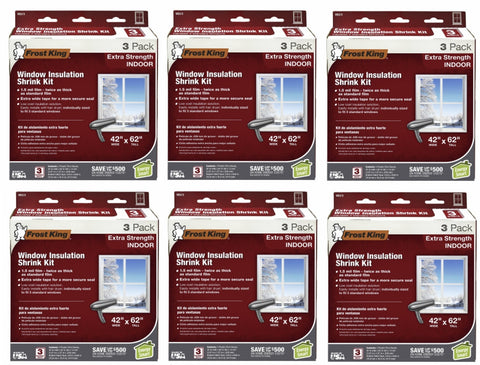 Frost King V83/3 3-Pack of 42" x 62" Extra Strength Indoor Window Insulation Kit - Quantity of 6