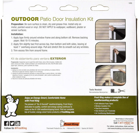 Frost King V96H 84" x 110" Outdoor Patio Door Insulation Kit - Quantity of 2