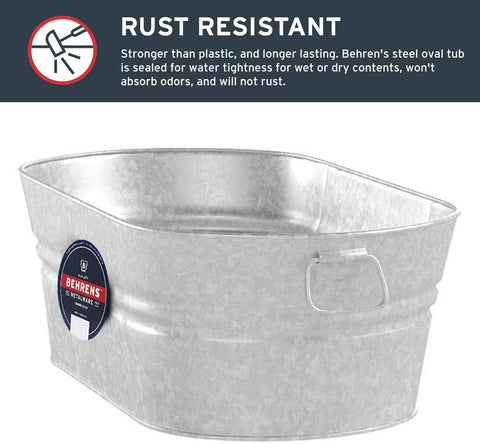 Behrens 1-OV 7.5 Gallon Hot Dipped Steel Oval Tub - Quantity of 2
