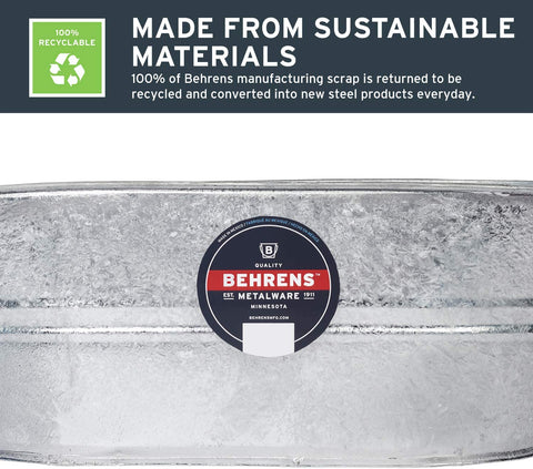 Behrens 1-OV 7.5 Gallon Hot Dipped Steel Oval Tub - Quantity of 2