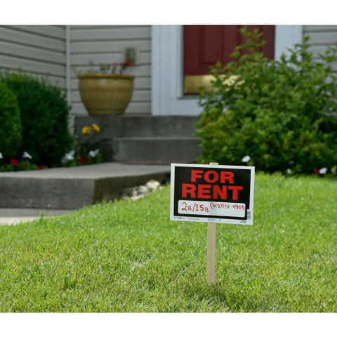 Hillman 839926 8" x 12" Black & Red Weatherproof Plastic For Rent Sign - Quantity of 48