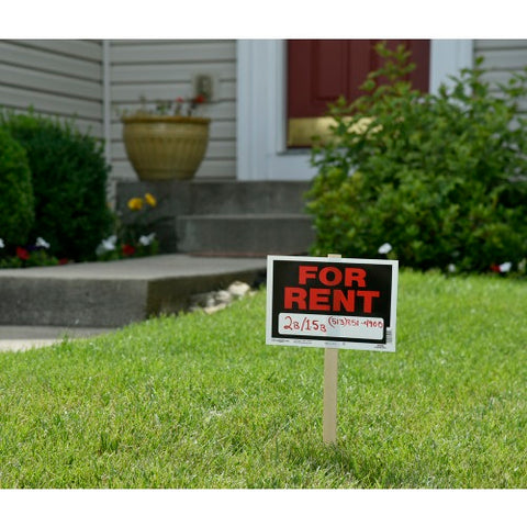 Hillman 839926 8" x 12" Black & Red Weatherproof Plastic For Rent Sign - Quantity of 12