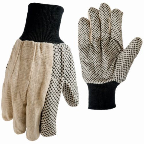 Tru-Guard 9162-26 Pair Of Medium White Cotton Canvass Gloves With Gripper Dots - Quantity of 6