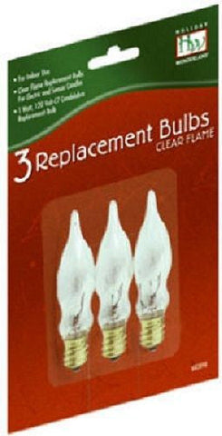 Holiday Wonderland 1078-88 3 Pack C7 Clear Flame Candle Replacement Bulbs - Quantity of 12