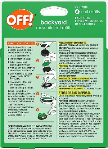 SC Johnson 75203 6-Count Pack Of Patio & Deck Mosquito Coil Refills - Quantity of 4